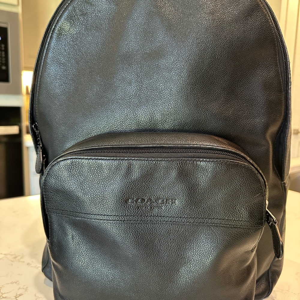 Coach Dark Black Leather Backpack